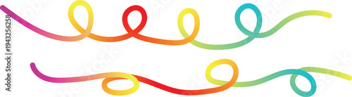 Vibrant rainbow colored squiggles on white background