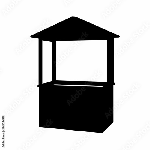 Black silhouette of a vendor booth stall market kiosk shop stand