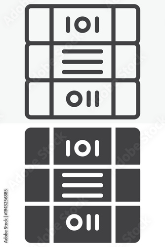 Stack of office binders archive icon. Line outline and solid icon set in different style. Editable stroke vector sign and symbol. Pile of binders icon for office documentation.