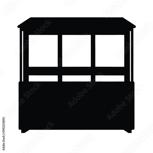 Black silhouette of a simple market stall with open window display