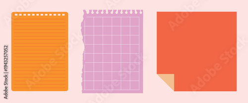 Colorful torn paper notes element vector set