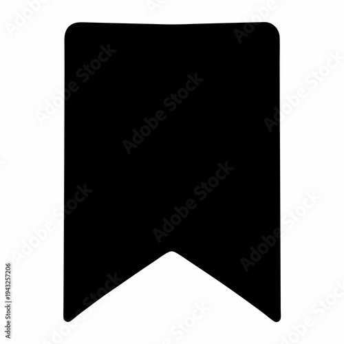 Simple Black Bookmark Icon Illustration on a White Background, Isolated