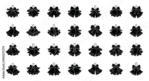 Collection of black holly berry christmas decorations on white background