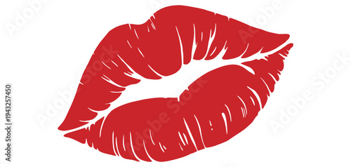 Red lips isolated on white background