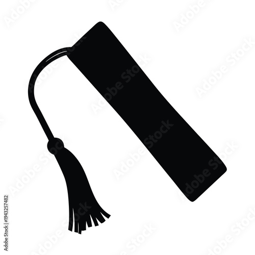 Elegant black bookmark with tassel, a simple silhouette for reading enjoyment