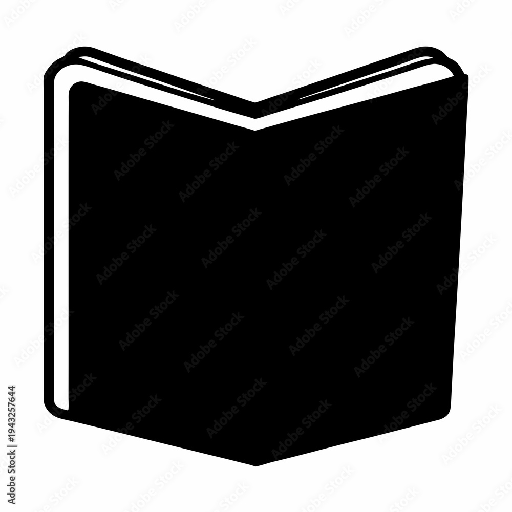 Fototapeta premium Minimalist depiction of an open book in black and white, with visible pages