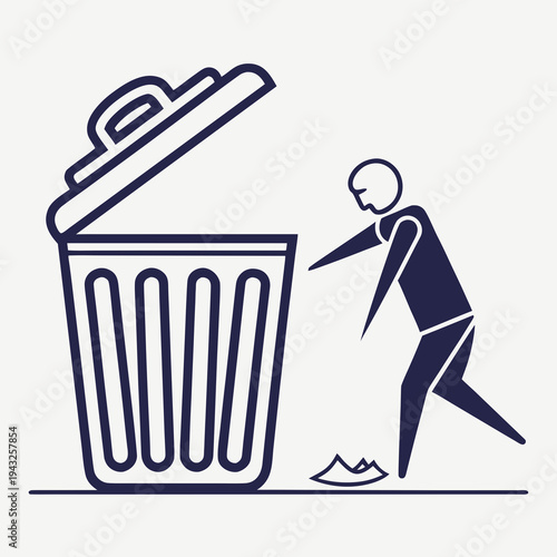 Person throwing trash into garbage can, waste disposal concept, littering and cleaning up actions