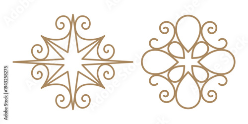 Elegant symmetrical ornamental designs vector set