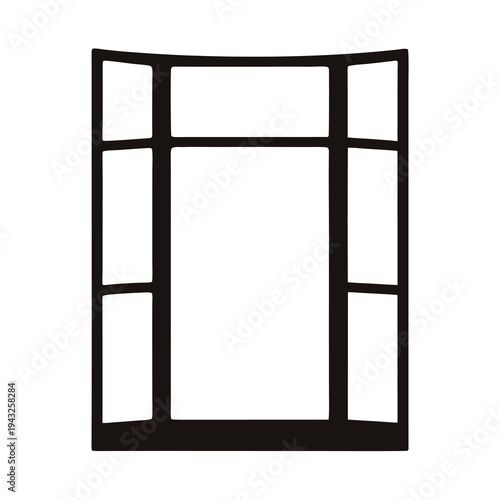 Stylized Illustration of a Window with Divided Panes and Dark Frame
