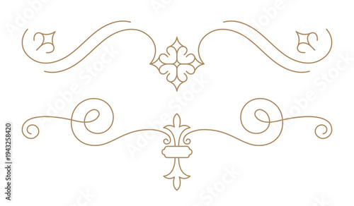 Elegant vintage decorative line art vector set