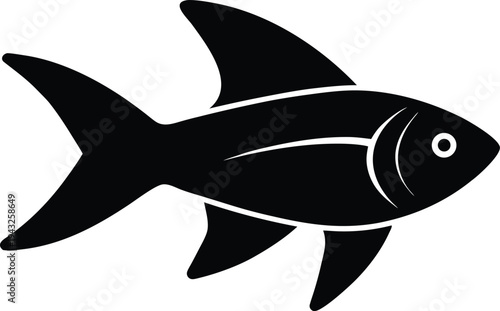 flying barb silhouette vector art illustration, black and white design