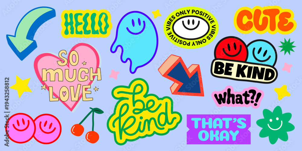 Obraz premium Colorful retro sticker collection vector