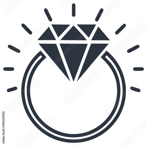 Sparkling diamond ring icon symbolizing luxury and engagement