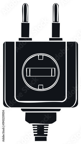 Two Pronged Electrical Outlet Plug Illustration Black and White Domestic Appliance Connection