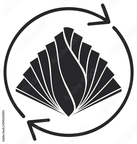 Symbol of growth and renewal with a circular arrow motif depicting progress and sustainability