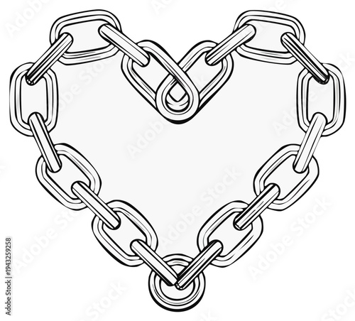Heart shaped chain links symbolizing unbreakable love and connection