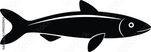 glass knifefish silhouette vector art illustration, black and white design