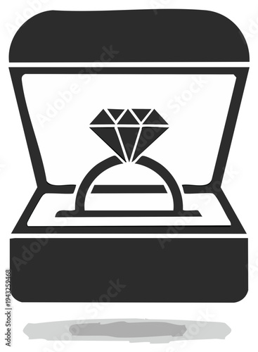 Diamond ring in a box, vector illustration, proposal, jewelry, engagement concept