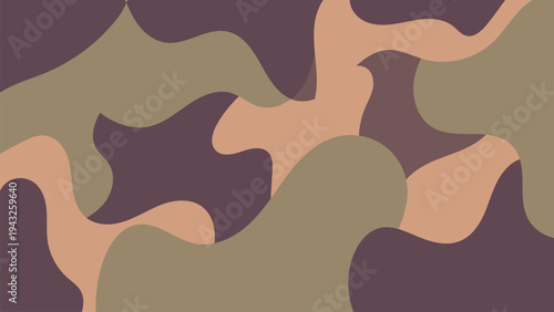 Abstract organic shapes camouflage pattern in earth tones