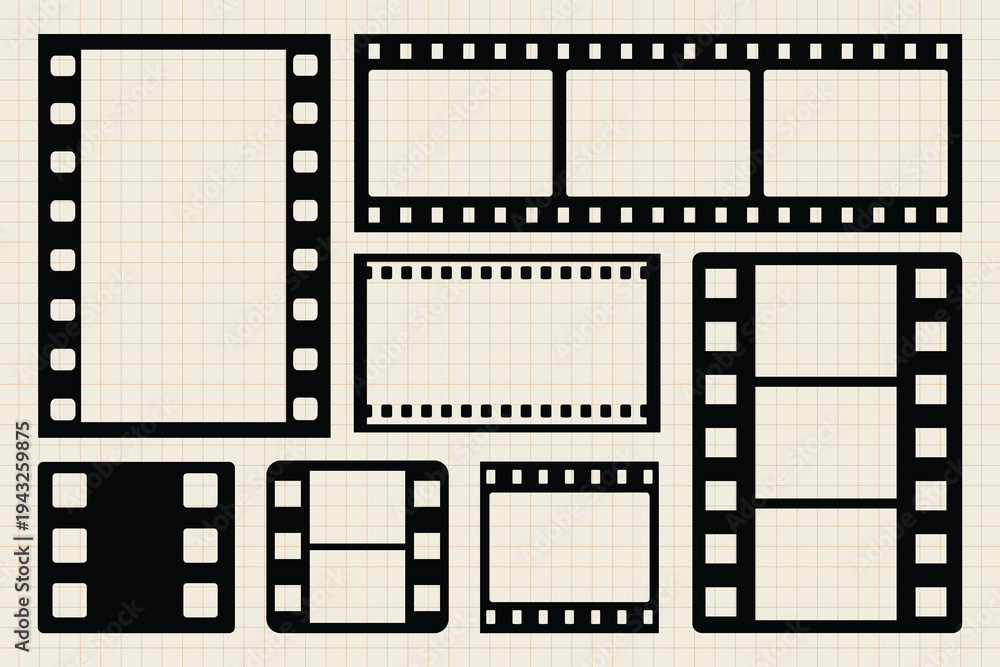 Obraz premium Retro filmstrip frames collection vector elements