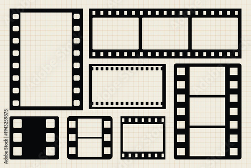 Retro filmstrip frames collection vector elements