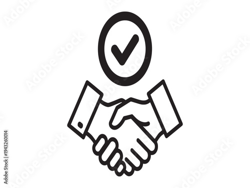Handshake with checkmark approval icon