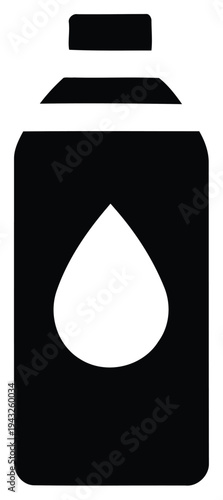 Black vector icon of a bottle with a drop