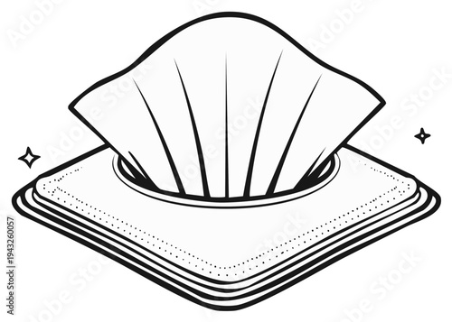 Wet wipes container dispenser drawing, hygiene cleaning item graphic