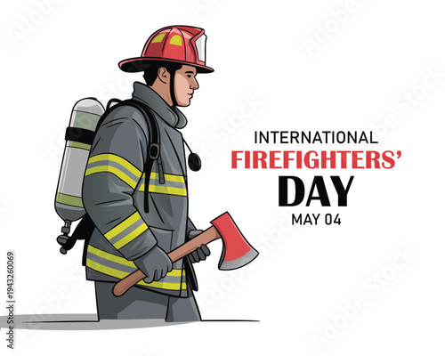 firefighter silhouette vector illustration, as a banner, poster or template for international firefighters day.