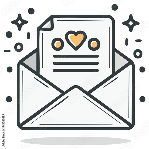 Romantic Letter Illustration with Heart Inside Envelope Expressing Love