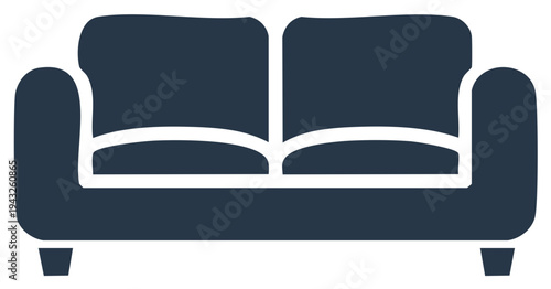 Sofa icon vector graphic. Simple couch or loveseat furniture for home interior design.