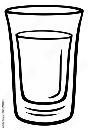Simple Line Art Drawing of a Glass Filled with Liquid