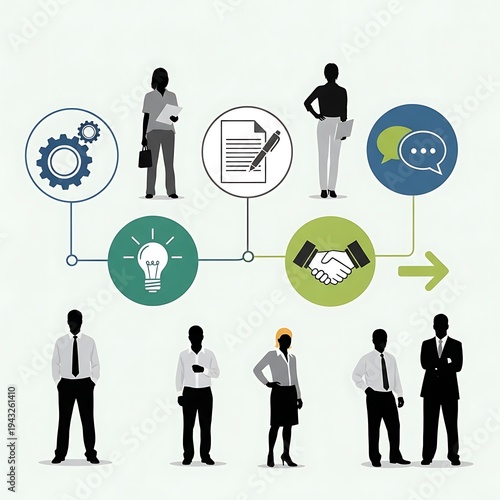 High Quality, Professional business people communicating and working together with ideas and planning  teamwork and collaboration concept Stock Photo, AI Generated