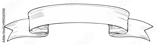Vintage Styled Banner Ribbon Graphic Element Hand Drawn Illustration Design