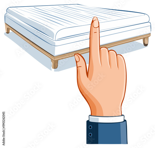 Mattress Purchase Decision Hand Pointing to Bed Choice for Better Sleep and Comfort