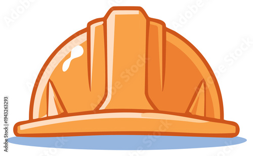 Illustrative orange construction helmet provides safety in the workplace and industry