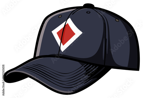 Dark blue baseball cap with a red diamond emblem vector illustration