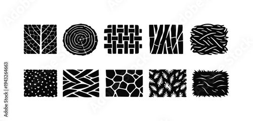 Set of textured backgrounds representing natural materials and patterns