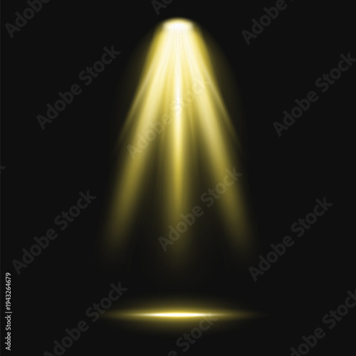 Dramatic spotlight illuminating darkness vector