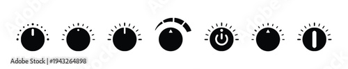 Set of volume knob icons representing sound control, vector art