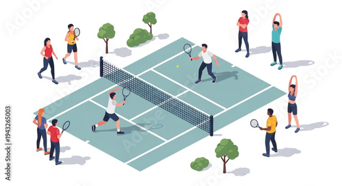 People Playing Tennis on Courts.