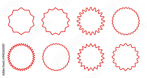 Red starburst seal outline icons for sale and discount labels