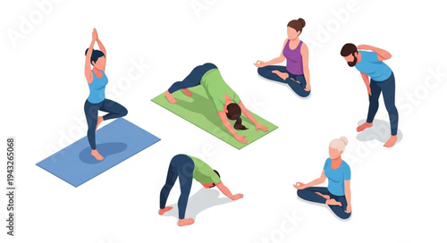 People Practicing Various Yoga Poses.