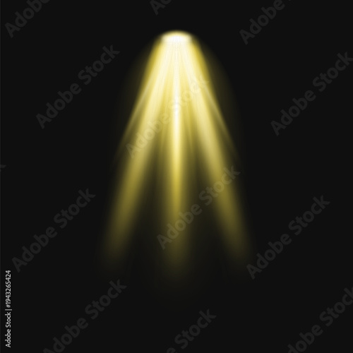 Three spotlights illuminating stage vector