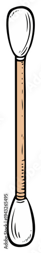 Drawn Illustration of a Cotton Swab For Hygiene and Cleaning Purposes
