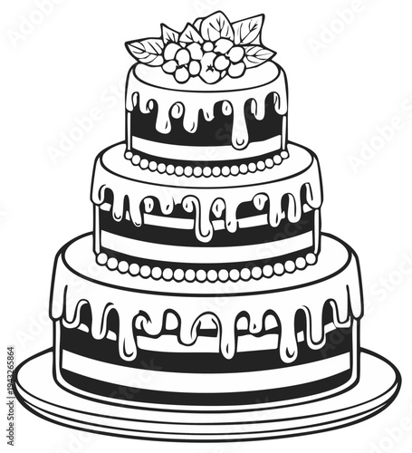 Whimsical Three-Tiered Celebration Cake with Drips and Berries