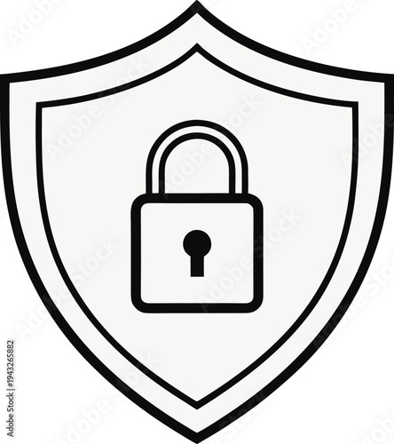 A shield with a padlock represents security and protection