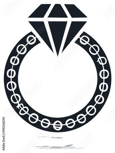 Diamond engagement ring with circular design, concept of love and proposal