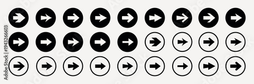 Free Download A grid of black and white arrow icons in circles, pointing in various directions. Arrows in circles, black and white, pointing left, right, up, and down. Element vector set. - GFXLoad
