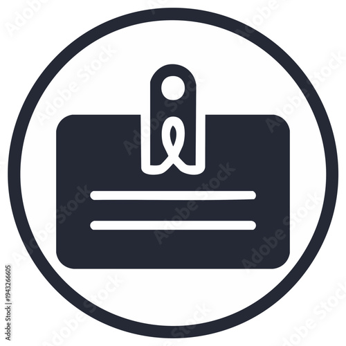 Modern ID card badge icon in a circle for security identification access control